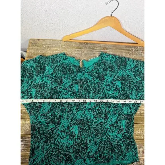 Vintage DEB Shirt 1990s  Abstract Womens Teal Black Boxy Fit M Artsy Grunge Y2K - Picture 6 of 8